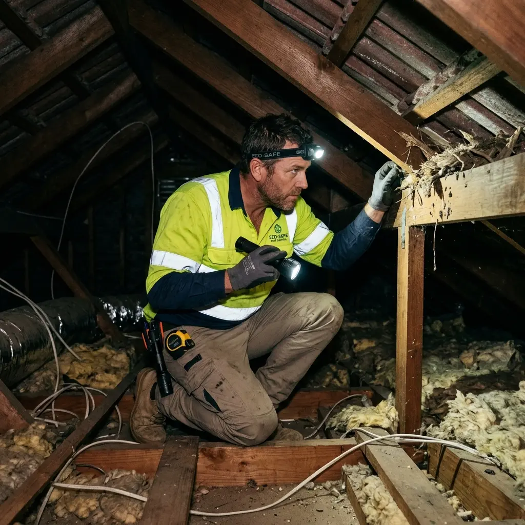 Technician locating dead rodents inside a Cannons Creek wall cavity with detection equipment